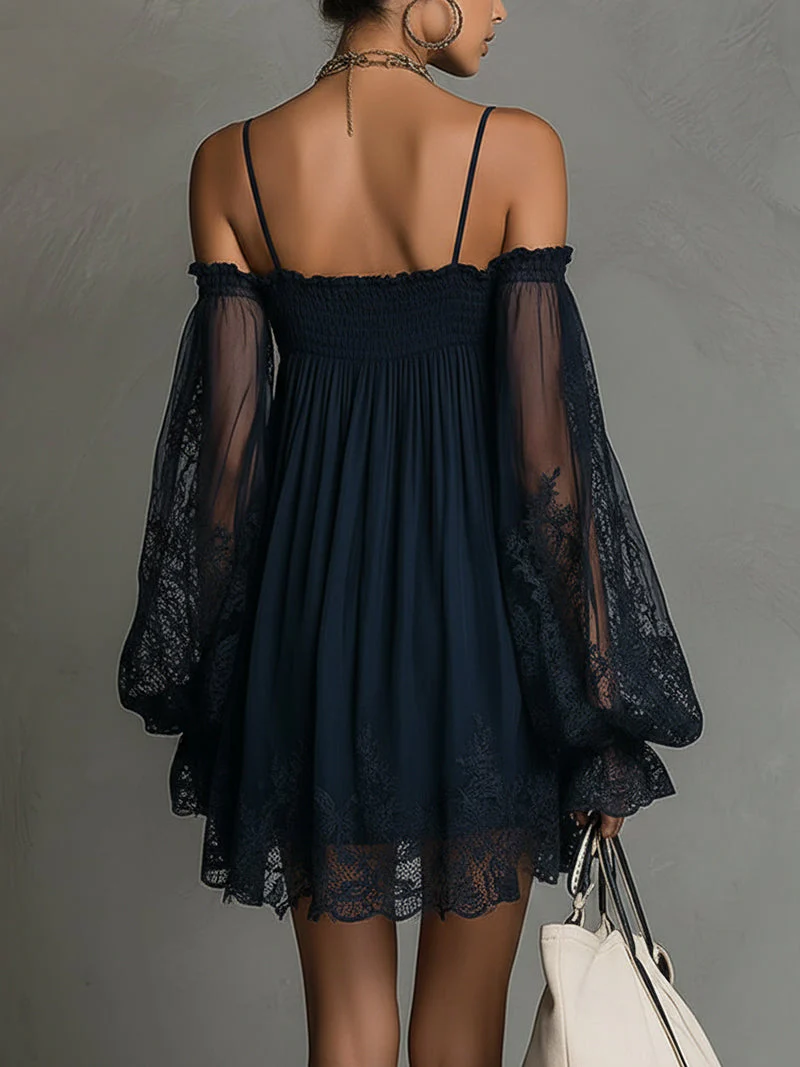 Lucía | Vestido Mini Chifón Encaje Boho