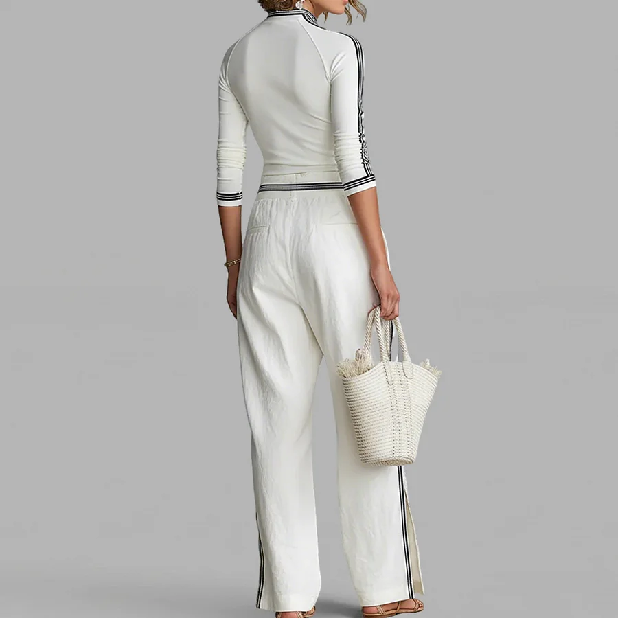 Conjunto Deportivo Elegante Raglán - Camiseta y Pantalón Ancho con Abertura