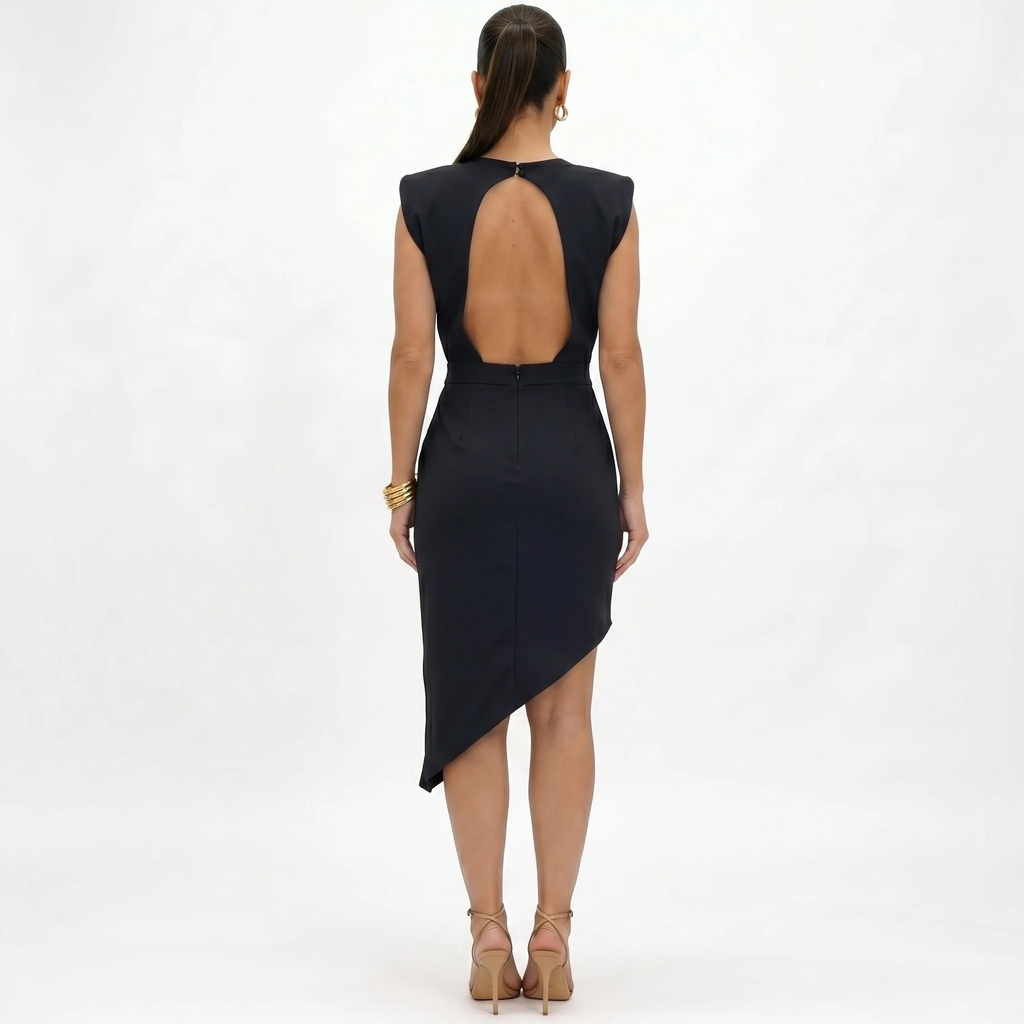 Aurora | Vestido Asimétrico con Hombros Estructurados